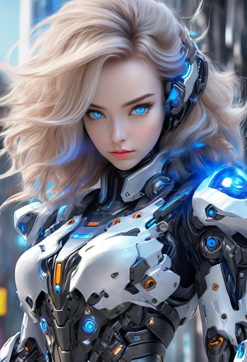 Wearing exoskeleton cyber armor, The armor fits snugly、She has a plasma gun in her hand., Full body portrait, Maximum details, Detailed drawings and excellent quality, 8k,chest, blue eyes, blue eyes, Let&#39;s take a look, Let&#39;s take a look, High resolution, 超High resolution, Best Quality, Shortcuts, Black Hair, 大きなchest, Cinematic Lighting Effects, Futuristic, ((High tech spaceship interior with blue light illumination)), 