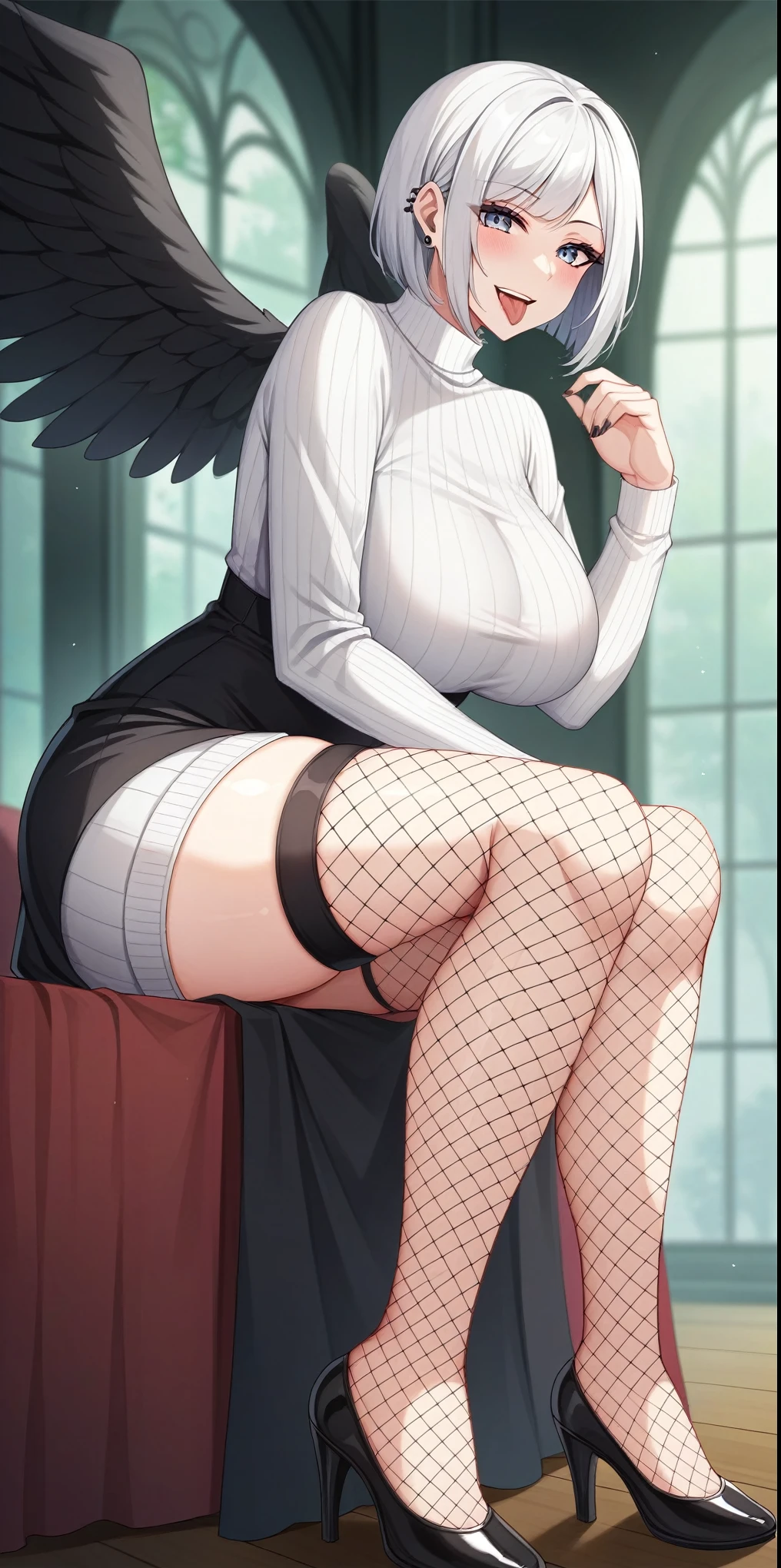 (30 year old woman,mature female:1.2),depth of field,(((chignon))),((mecha musume, bodysuit, Reinforced Suit, Mini Feather Wings, pantyhose, full armor, flower decoration)),(((thong))),
(plump thighs:1.4),((Voluptuous,glamorous,Chubby,thicc,curvy,Leggy,Tall,hanging breasts,1 grandma)),(((glasses,beauty mark))),(((1girl))),masterpiece,best quality,masterpiece, best quality, ultra quality, high quality, beautiful detailed glow,film Reflection, (open legs:1.3),(((squatting,spread legs,m legs,arms behind back))),Detailed beautiful eyes,looking at viewer,makeup, perfect nipple, extremely detailed nipple, round areola,(public hair:1.7),(((Pubic hair shows through))), (nipples shows through),moody face,bashful,embarrassed,(full-face blush:1.7), Romanesque architecture,Aragaki Yui,