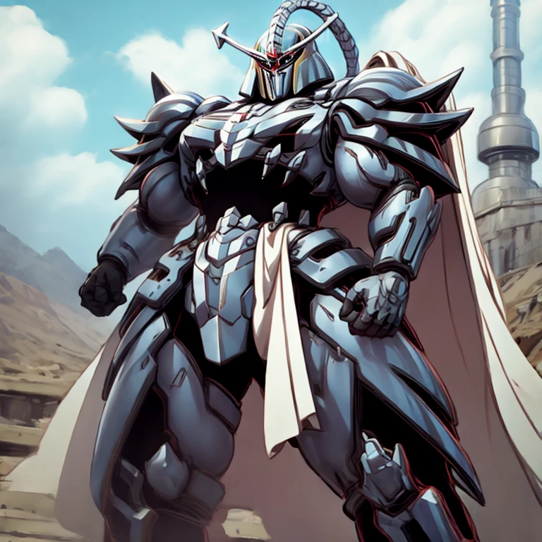 (masterpiece, best quality), 1boy,
intricate details.
covered in full silver armor.
Hyunckel with sleek silver armor.
shining silver armor.
white cape.
full plate armor.
heavy metal armor.
no face.
standing over a tiny continent on earth.