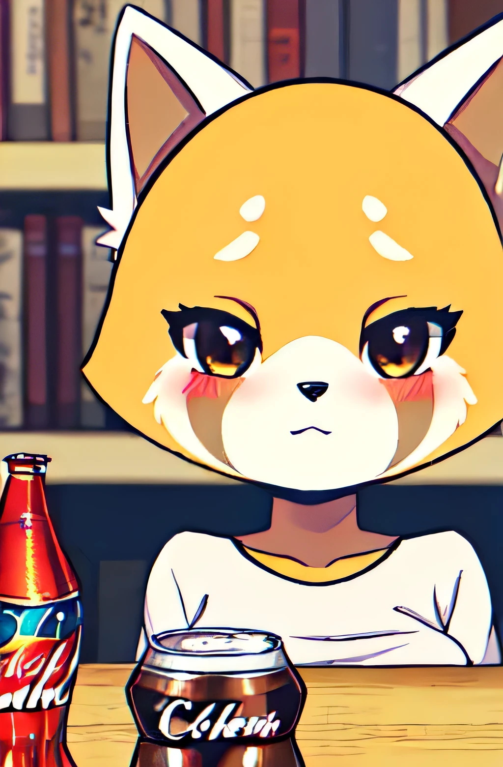 Retsuko, animal ears,body fur,cola,
(The best quality, masterpiece, RAW photo,ultra-decouped:1.2), girl is hypnotized by her boyfriend