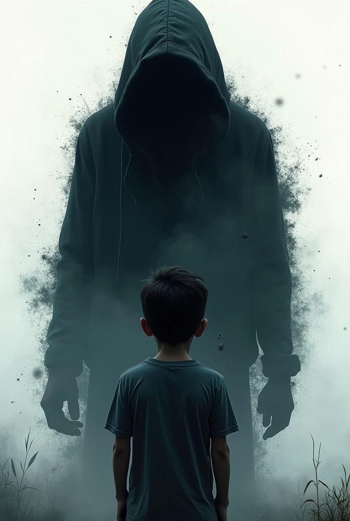 A grim reaper's finger touching a human's finger in 2D mode