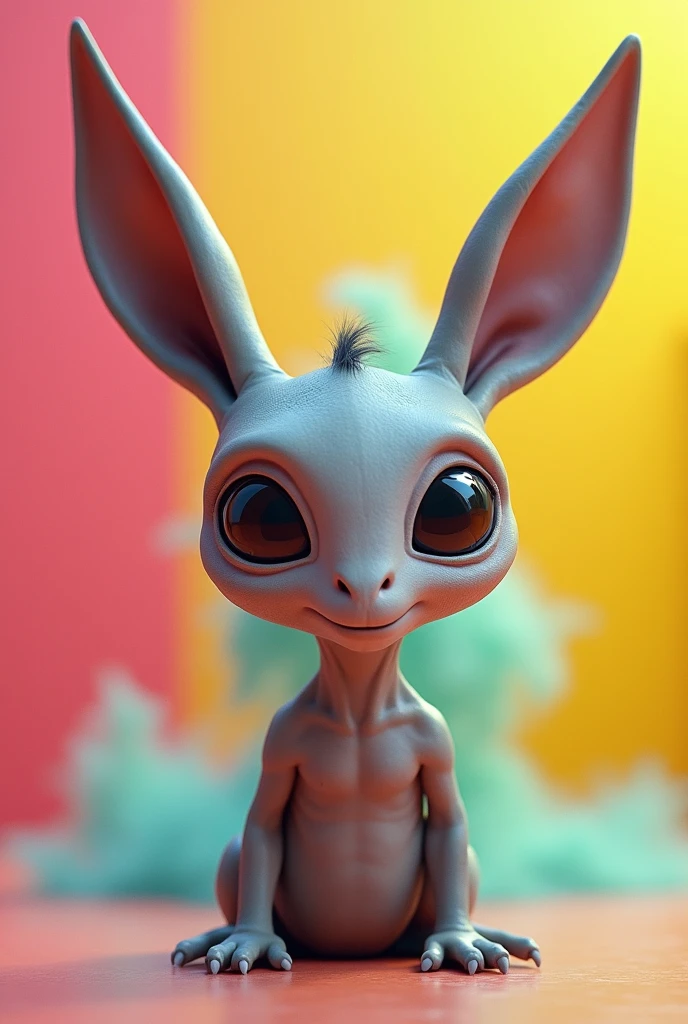(((Masterpiece))), (high quality),(one alien girl:1.2), 15 years old,(innocent smile),5 heads,(Skinhead,Gray aliens,Large, dark, almond-shaped eyes,:1.2),(No hair, no whites, no ears:1.3),(Wearing a silver body-fitting suit:1.2),(leaning forward,arms behind back:1.5),Plain background,(from above:1.5)