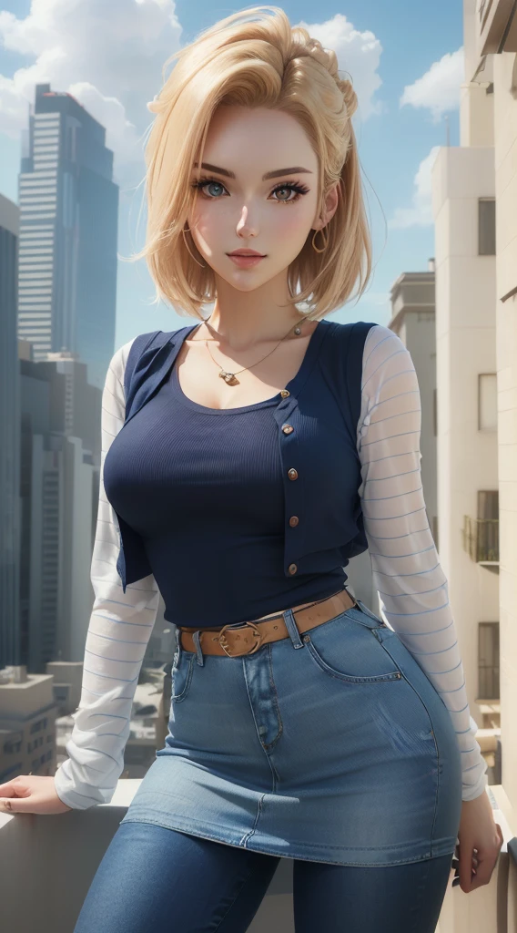 Nude,NSFW,Underwear,(masterpiece, best quality:1.4),  (modern days), (cowboy shot), 1girl, solo, pov, sfw,

stunning girlfriend, (standing:1.1), dynamic pose, (white oversized sweater, knit sweater:1.4), (tight yoga pants, dark grey yoga pants:1.4), (short navy blue jacket, denim jacket:1.4), long blonde hair, swept bangs, heart shaped face, elegant face, beautiful face, highly detailed face, highly detailed skin, skin pores, subsurface scattering, (detailed blue eyes), realistic pupils, large breast, loving smile, looking at viewer, full face blush, full lips, holding a single coffee cup, centered,

coffee shop in background, city street, sunny day, wind, detailed background, depth of field, atmospheric perspective, volumetric lighting, sharp focus,

absurdres, realistic proportions, good anatomy, (realistic, hyperrealistic:1.4), 16k hdr,