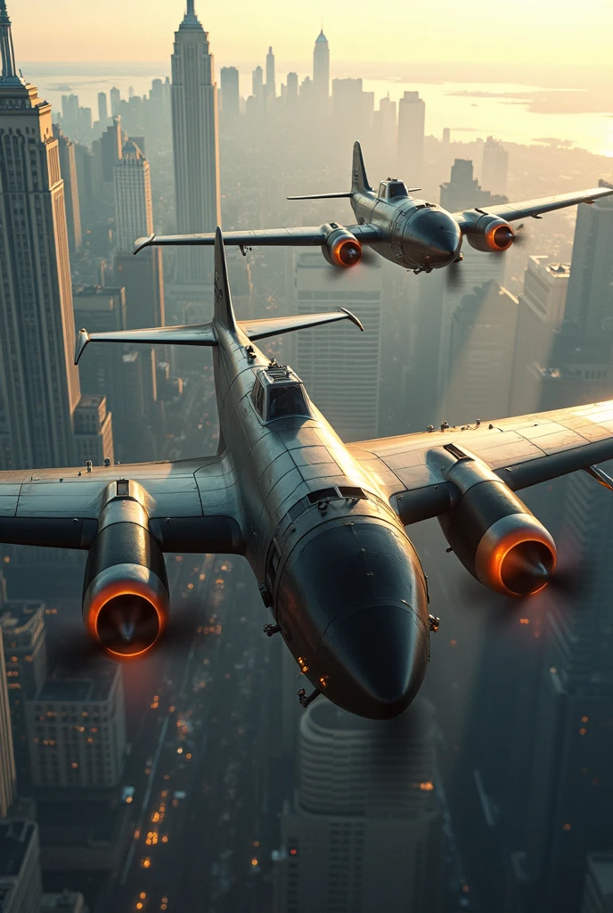 there are four planes flying over a city with a river in the background, in screenshot from the 300 movie, exterminatus on earth, world war ii military style, utrecht, still from marvel movie, inspired by Irvin Bomb, still from a music video, ultrarealism --auto --s2