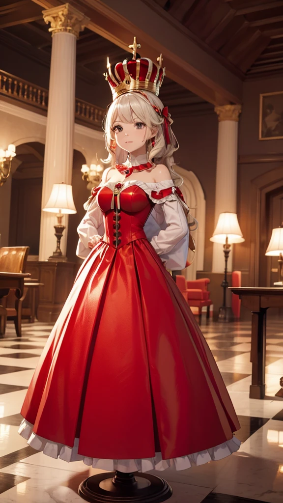 beautiful, curum crown , outfit, Red dress, perfect figure.