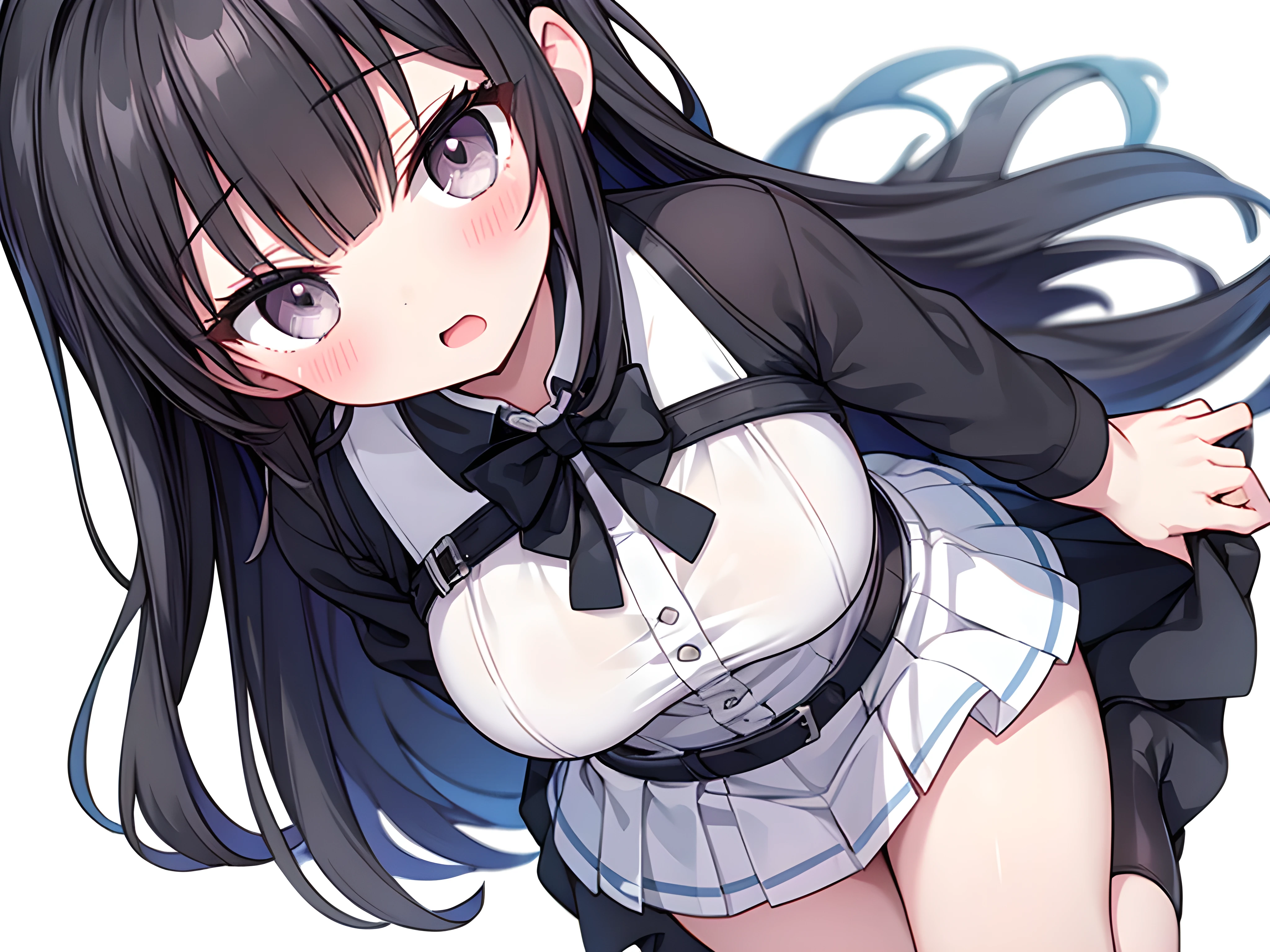 Black hair twin tails、black eye、Big breasts、White frilly shirt lift、Underboob、Frilled mini skirt、Plump thighs、Black knee-highs、Absolute area、Big Hips、Cleavage、Juicy lips、A very cute  girl、In town、Dark Room、(((Loli Big Tits)))、(((Skirt Lift、Sexy Panties)))