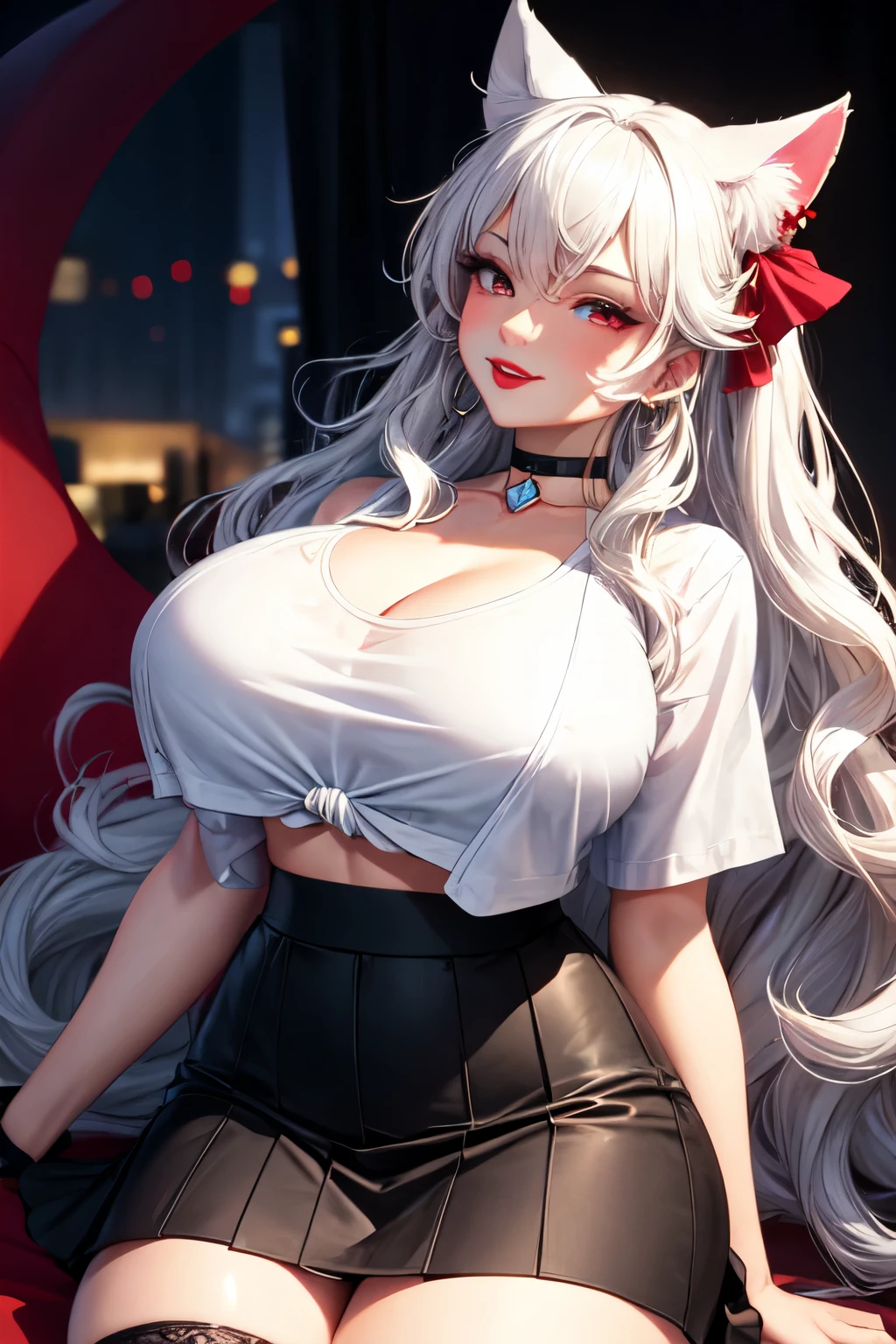 red eyes, (highest quality, masterpiece painting:1.3), mature woman, 26 years old, (half body shot), masterpiece, ultra high resolution, (Photoreal:1.0), silver hair,straight hair, beautiful shiny hair, white and shining skin, ((Ultra realistic details)), octane rendering, highly detailed face, (big breasts:0.8), ((maid)), ((red and black maid clothes)),((botomless:1.0)), ((A pose that shows off your pussy)), (lift up the skirt:1.0), ((very tight pussy)),((pretty pussy:1.2)), ((pussy juice)),(not wearing pants),(spread your legs), (((Piledriver))),((vaginal ejaculation)),((supright straddle)),((vaginal sex,hug,from side:1.0)), (tattoo on thigh), cleavage, perfect body, soft skin, anime face, perfect face, perfect eyes, looking at the viewer, smart, coffee shop,sharp focus, intricate details, professional artwork, (bright colors:1.1), bright colors, diffused lighting, digital blending, ultra-definition body, ultra detail hair, super detailed face, that&#39;It&#39;s trending on pixiv, top button open, shy girl, Cute gaze, compensate, perfect lips, perfect compensate, Ultra-precision coating, (light_smile:0.8), Very embarrassed, blush your nose,