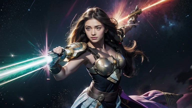 (３By people) inconceivable and spectacular an emergency scene of a cloud figure Sophie Turner in a Cosmic cloud, フラクタルnebula連鎖, Cosmic, null, Cosmic, A living presence, whirlwind, spinning, unrealistic, High Contrast, Symbolism, magic, mystery的な, mystery, Surreal, Supersaturation, colorful, 8k、Black Hair、Greek goddesses in silver armour、Mirror Armor、Star Boots、Reflects all laser beams、nebula、Star-Smashing Power、High pass filter、Releases energy in all directions、Valkyrie、Sandra、