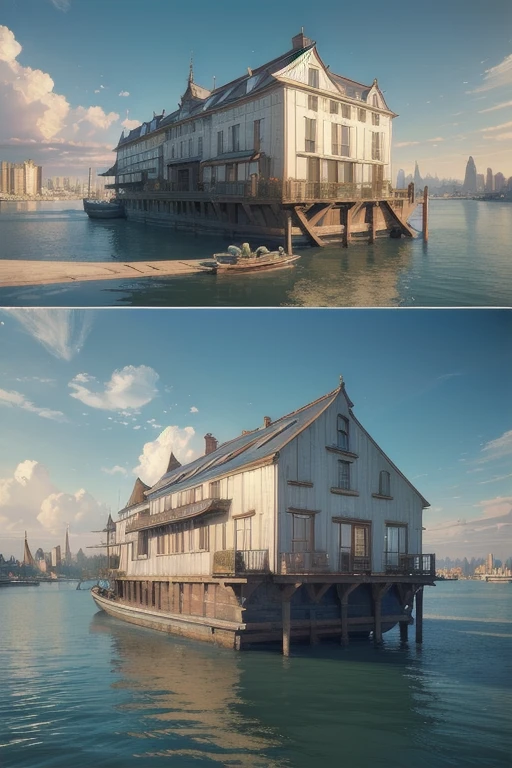 Art Nouvo Architecture, 1800's architecture, floating buildings, surreal sky atmosphere, (best quality,4k,8k,highres,masterpiece:1.2),ultra-detailed,(realistic,photorealistic,photo-realistic:1.37)