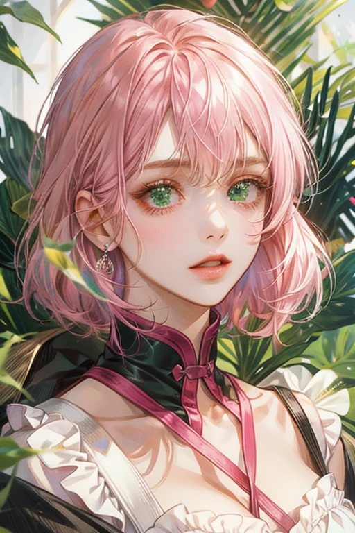 anime girl with pink hair and green eyes posing for a picture, sakura haruno, Best anime 4k konachan wallpaper, seductive anime girls, Marin Kitagawa fanart, sakura petals around her, Splash art anime Loli, style of anime4 K, anime moe art style, High Quality Anime Art Style, Detailed anime artwork, anime wallaper, anime best girl