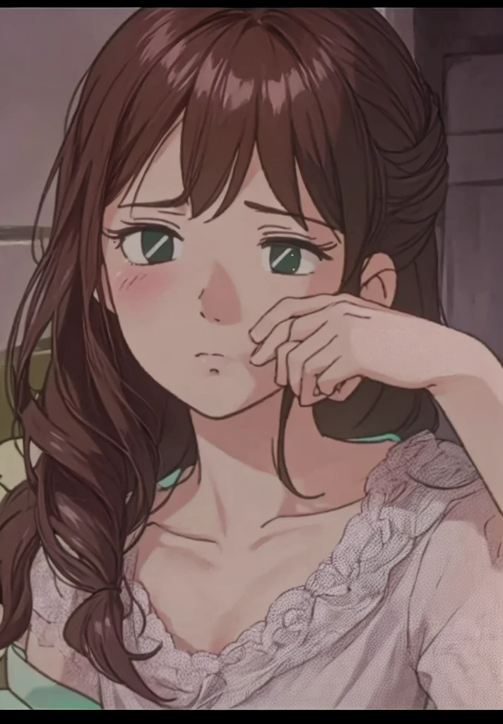score_9, score_8_up, score_7_up, 1girl, solo, Shaggy Rogers, (female:1.5), female focus, female body,brown hair, long hair, green shirt, standing, cleavage, hands on face, nervous, oversized shirt, looking at you, inside a room, abandoned room, dark room, night
