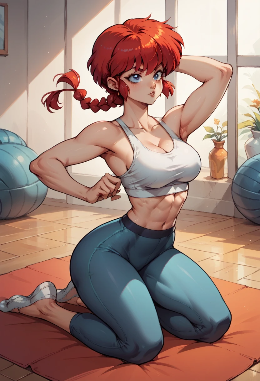 Ranma Chan, redhead, yoga pants,