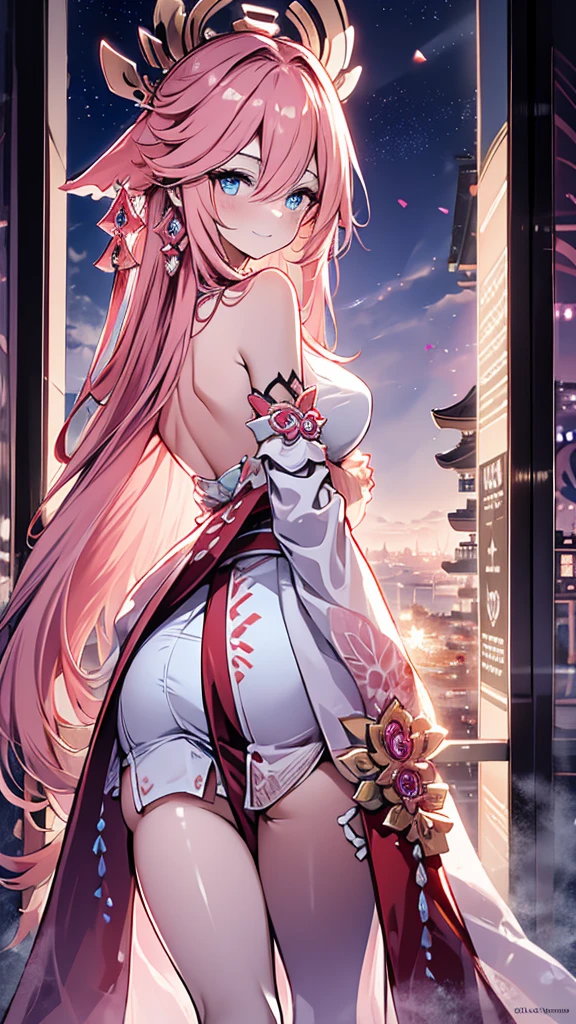 4K,High resolution,one woman,pink hair,long ponytail,yellow eyes,big breasts,ancient chinese princess,White sexy cheongsam,side boob,princess tiara,ancient chinese royal family