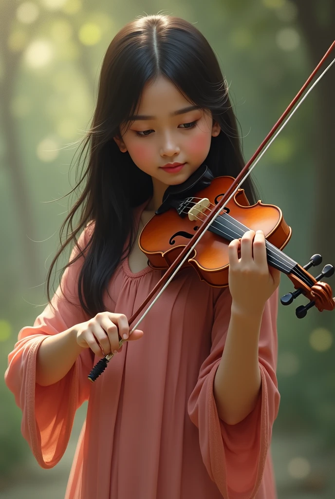 All naked、violin、toes visible、Japanese、fullnude、playing violin、the woods、Illuminated by the setting sun、at the sunset、fullnude、Orange sunset、Soio、Acneol、Rough skin、Moles all over the body、murky、Dark face、fullnude、foot nail art