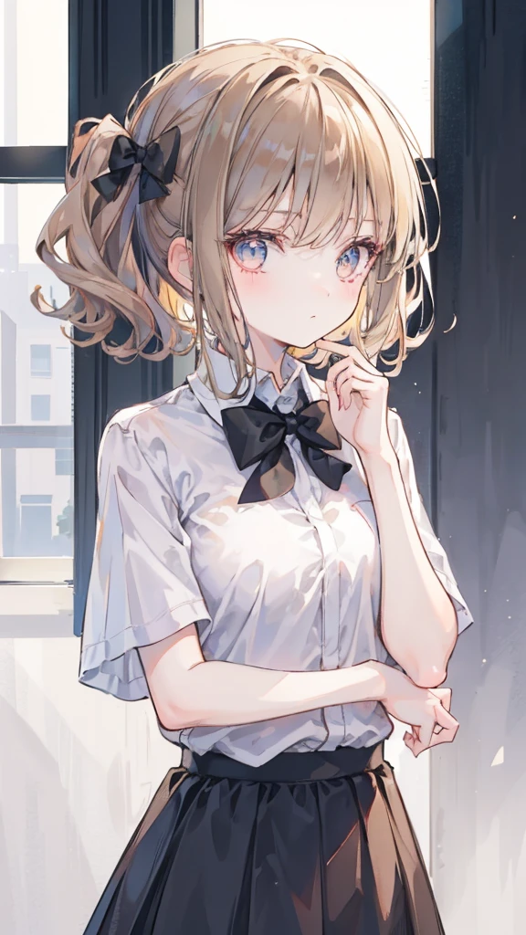 Masterpiece、Highest quality、highest quality、(((Lori)))、 (((((Petite)))))、Shiny hair quality、Small face、Sitting、Super detailed, beautiful, wide eyes、Ultra-detailed, clear and beautiful faces、(cute illustration:1.2), High-resolution, ultra-detailed, best quality, embarrassed 、Cute white underwear、Thighs