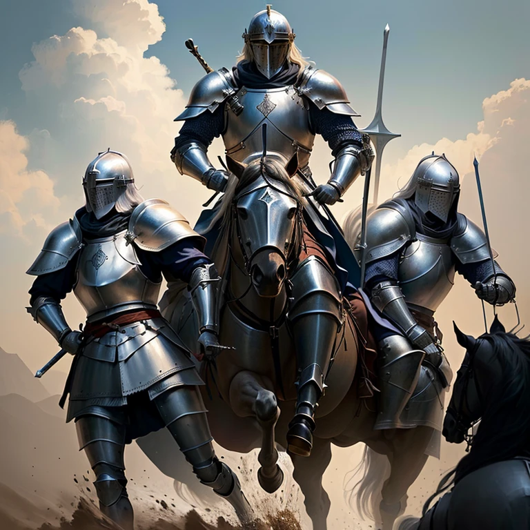 there is a man in armor and a bird on the ground, medieval fantasy battle, epic battle scene, medieval fantasy illustration, knights in battle, medieval fantasy art, epic biblical depiction, death is swallowed up in victory, medieval holy crusader knight, epic battle scene, holy crusader medieval knight, teutonic knight, holy crusader medieval, standing over a fallen foe