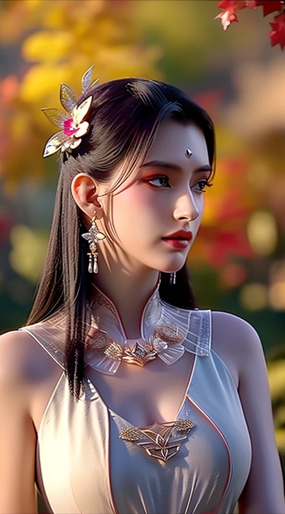 (,1girl, pov,best quality, ) , ((, jewelry, earrings, necklace, looking at viewer,  facing viewer, outdoors,   ))       ultra realistic 8k cg, flawless, clean, masterpiece, professional artwork, famous artwork, cinematic lighting, cinematic bloom, perfect face, beautiful face, fantasy, dreamlike, unreal, science fiction, lace, luxury, jewelry, diamond, gold, pearl, gem, sapphire, ruby, emerald, intricate detail, delicate pattern, charming, alluring, seductive, erotic, enchanting, hair ornament, necklace, earrings, bracelet, armlet,halo,autumn leaves,nude,