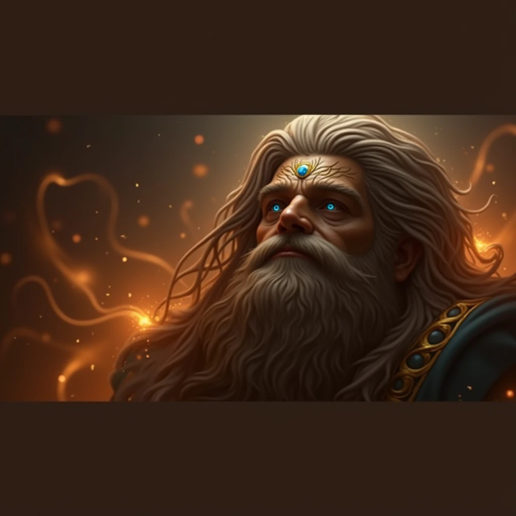 dramatic shot of a fantasy male dwarf blacksmith, fat and sturdy, with (white hair and extravagant moustache:1.1), (long intricate braided beard:1.3), (dark tan skin color:1.2), (copper eye color:1.1), broad concave nose, face lit by magma, highly detailed, digital painting