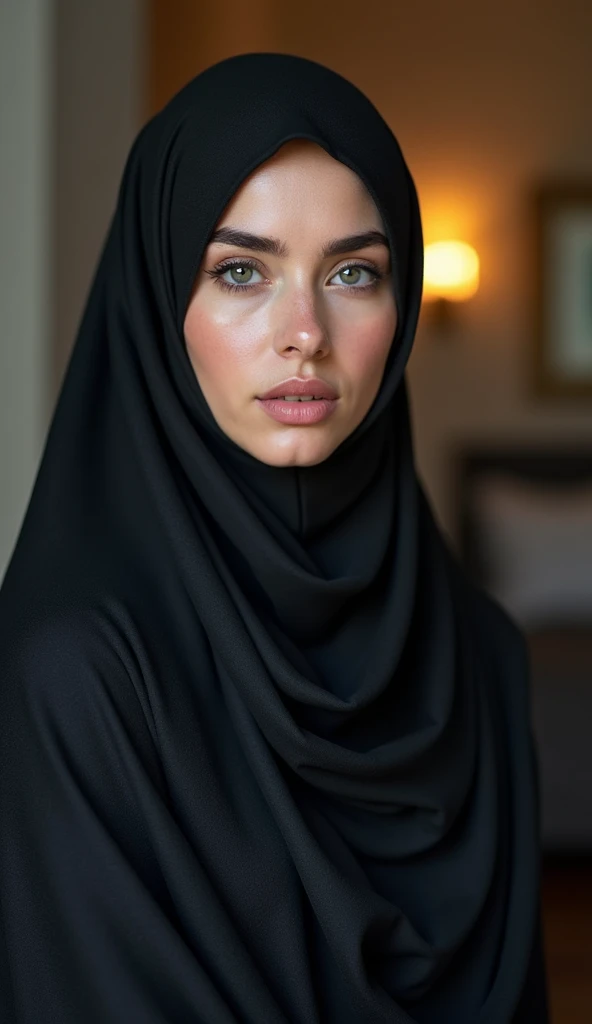 a hijab-wearing woman Russia malay, beautiful detailed eyes, beautiful detailed lips, extremely detailed face and skin.nude bodyopen bra.(( Nude full body. Black nipple. Big nipples)). Dark nipple. , Doggystyle fuck. Undress. Reverse fuck.long eyelashes, ornate hijab, serene expression, natural lighting, color tones, cinematic composition, highly detailed, hyper realistic, masterpiece, 8k, photorealistic. Squeeze . Nude body.