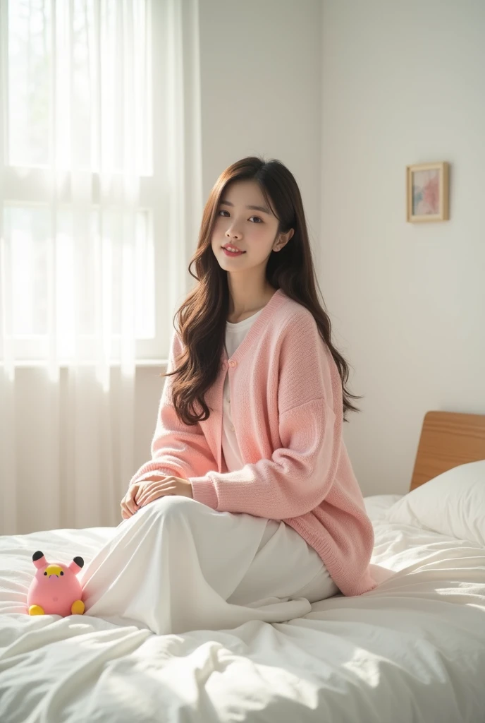 (8k), (highest quality: 1.2), (realistic), (realistic: 1.37), ultra high resolution, 1 girl, cute, smile, closed mouth, beautiful details, beautiful nose, whole body, wet hair, giant dulcefo, pork, เปลือยท่อนบน, โชว์หน้าอก, , thighs