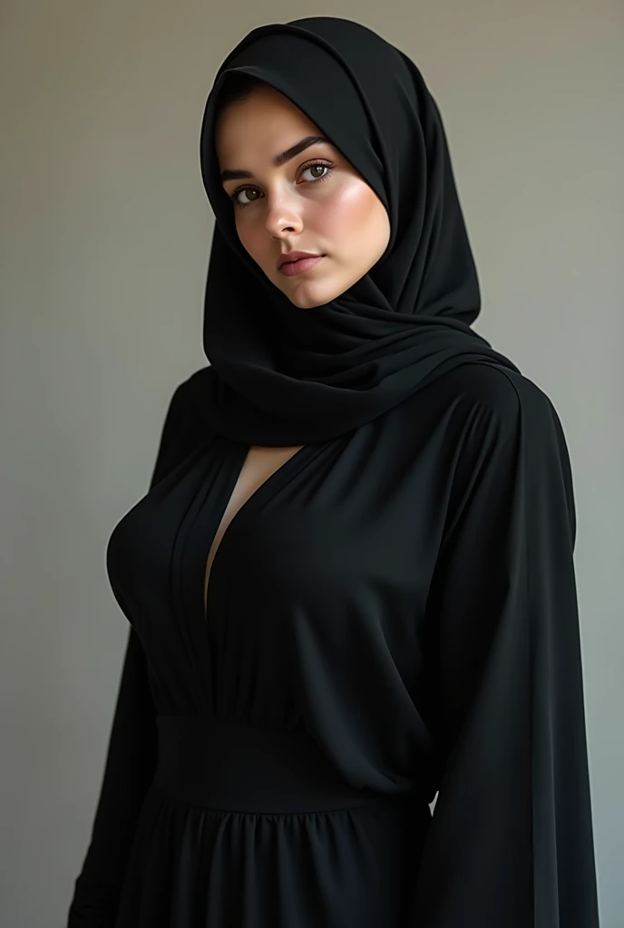 Muslim girl who has Big breasts hai ass wear hijab, she show her big boobs and thick ass