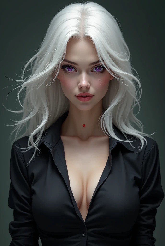  Silver Hair, Large Breasts,, Heavy breathing,Red face, 