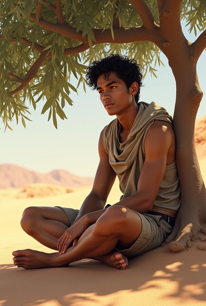 Slim boy 15 and 14 and 13 years old naked big penis erect and twisted back in Egypt boy man without clothes, in boxers in transparent white underwear with brunette skin , estomago plano cabello lasio liso corto, cuerpo entero mirando una ciudad cabello liso negro sonrrisa linda, estan en un palacio oasis rostro con razgos finos, con joyas tipicas del antiguo egipto