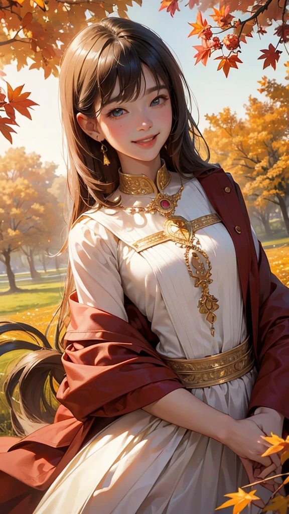 Realistic、Highest quality、Highest quality、masterpiece、Ultra-high resolution、RAW Photos、Realistic、Bright lighting、Face Light、Smooth Professional Lighting、Looking into the camera、alone、Adult female、Beautiful woman、Super Beauty、Realistic肌、Moisturized Skin、Realistic eyes and faces、Perfect model body shape、Beautiful Eyes、Big eyes、Inconspicuous tear bags、slim、Medium size big、Beautiful fingers、Long Hair、Blonde、black eye、looks happy、Cowboy Shot、(Both ears are covered by hair)、(((Red and Gold Witch Costume)))、Fantasy World、Medieval European streets