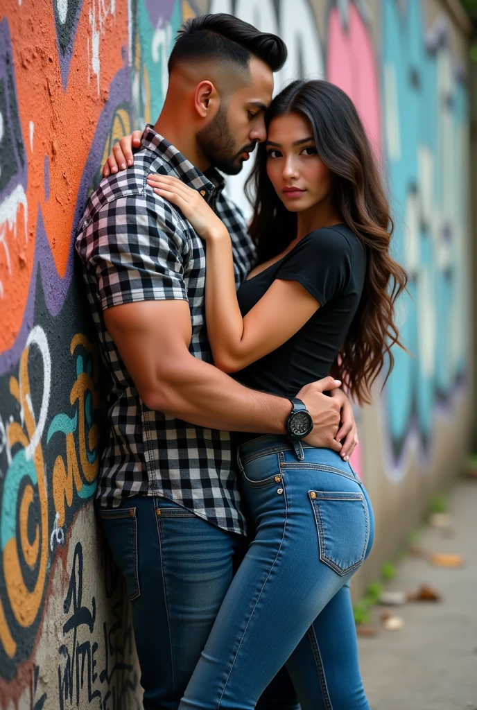 Fullbody standing picture of white skin Handsome muscular horny nude sexy boy is sexing front hug with his girlfriend, sexy wet intercourse, shiny black Spiky hair style, blue eyes, shiny black vinyl vans, red lip, chain, tattoos, horny, cum shot, sperm, milking penis, big penis, very big testicle, shiny oiled skin, orgasm, oversexed, standing at out door.