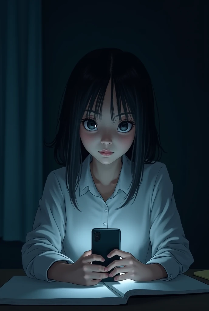 Cold scary A girl taking a selfie