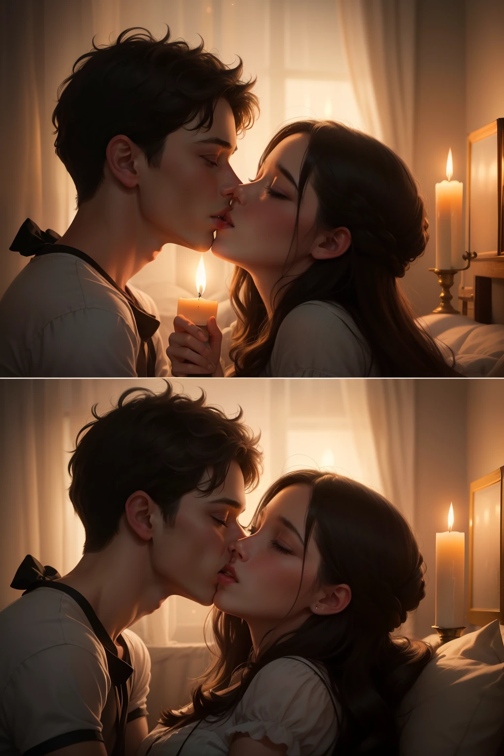 Create an image of a different young couple and in another setting
