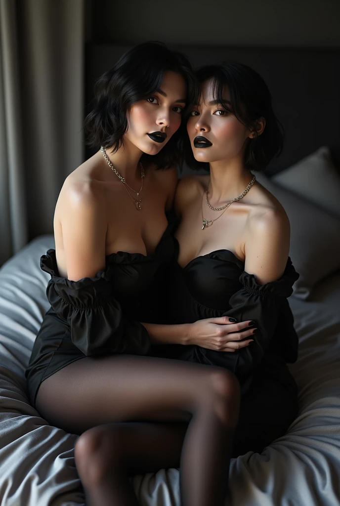 scary and beautiful grey eyes, she has a perfect face, perfect red lips, she has perfect facial bone structure and freckles on her cheeks. she is wearing futuristic and revealing slutty black lingerie, black stockings, garter belt. her full body is shown from a side view while she is on a bed... highest. quality possible, perfect anatomy and bone structure, full body shown, sexy perfect feet, sexy perfect ankles, veins, ponytails, toned muscles, toned shoulders, freckles, perfect grey eyes, scary eyes, red blood on her nude ass, Blood dripping off her mouth, a lot of dripping blood, bloody mess, their bodies are covered in red dripping blood, they are sexy female man killers, ,masterpiece, bloody blowjob, detailed cock, (she has your cock in her mouth), (((red dripping blood))), sexy and perfect tight heart shaped ass, ((female vampire with sharp perfect fangs)), intense, super slutty, (skintight slutty and revealing bodysuit), ((skirt/pantyhose)), perfect legs and skinny thighs, pantyhose, ((perfect tight ass)), they just killed a man during sex and are covered in his blood, murder scene, beautiful horror. bigger boobs, perky nipples, blood dripping off her skin, she just killed a man during sex, ((beautiful horror), ((dark and intense atmosphere))