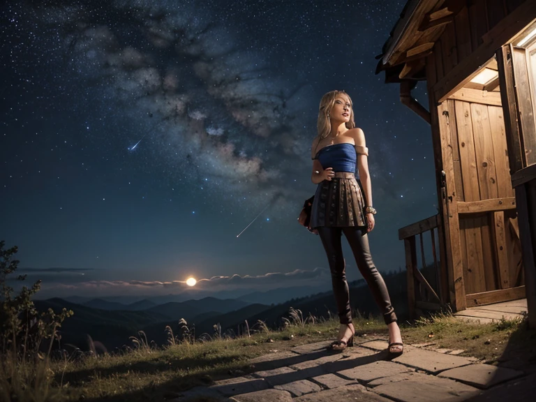 masterpiece, Highest quality, Absurd, View your viewers, alone, Rita Rossweisse (A Midsummer Night's Dream), Rita Rossweisse, shirt, pantyhose, Red Rose, Red eyes, Blonde, Long sleeve, Mole under the eye, Hair on one eye, frilled shirt, white shirt, Captivating smile, (Urzan-6500:0.8), Long Hair, Day, 屋外 black pantyhose