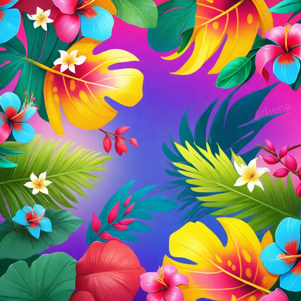 tropical flowers and leaves are arranged in a colorful pattern, tropical flowers, colorful hd picure, magical colorful flowers, colorful tropical plants, details and vivid colors, beautiful tropical flowers, vibrant and rich colors, strong and vibrant colors, colorful and vibrant, vibrant & colorful background, vibrant and colorful, beautiful iphone wallpaper, blooming tropical flowers, vivid and vibrant colors