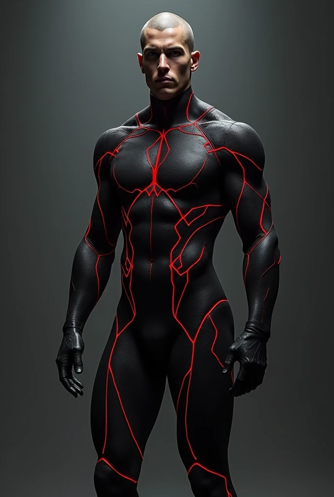 *don't show his muscles too much
- **Primary Colors:** The Cicakman suit features a combination of red and black, with black as the dominant color. Bright red accents highlight areas such as the arms, legs, and the center of the chest, giving it an aggressive and energetic look.
- **Texture:** The suit has a texture resembling gecko scales, smooth yet giving off a subtle shimmer when hit by light, adding depth and dimension to the design.
- **Mask:** The mask covers the entire face with a predominantly black color. The eye lenses are pitch black, enhancing the mysterious and intimidating appearance. Red lines flow from the sides of the mask down to the neck, adding a futuristic touch.
- **Logo:** There is a minimalist red gecko logo in the center of the chest, standing out against the black background of the suit.
- **Overall Design:** The suit features an asymmetrical design, with red accents distributed dynamically to create a sense of movement and energy. The hands and feet are equipped with special grips, allowing Cicakman to easily climb smooth surfaces.
- **Material:** The suit is made from flexible yet highly durable nano-fiber material, offering protection from enemy attacks while allowing quick and agile movements.
- **Lighting Effect:** Certain parts of the suit, especially the red accents, have a glowing effect that can light up in the dark, adding a dramatic and intimidating element.
This description is ready for generating an image of Cicakman's suit using AI.