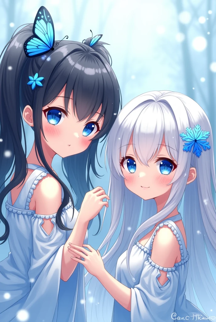 Cute girl one girl wight hair Freckles cheeks pure skin angel dress snow background snow falls blue eyes cute eye browse only face one girl