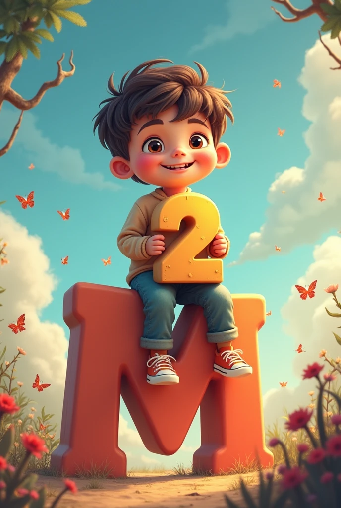 The name NITIS? HAS BEEN WRITTEN and one boy is standing on the Letter n 