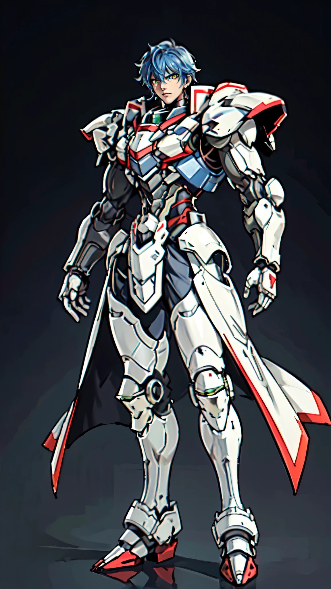 (masterpiece:1.5, best quality:1.5, extremely delicate:1.5), (male:1.5), humanoid Mecha, fully enclosed shoulder guards, matching arm and leg guards, full body, full armor, the design balances heavy with agility, (the color scheme is primarily Green with Red and White accents, the concept Inspired by Military Robot, MRS, organic biotech armor, standing, floating high above the futuristic sci-fi city), exquisite and mature art style, (aura effect, glowing eyes, the armor glows), metallic, dramatic, high definition, highres, ultra-detailed, ultra-fine painting, professional, perfect body proportions, anatomically correct, symmetrical face, extremely detailed eyes and face, high quality eyes, creativity, RAW photo, UHD, 32k, Natural light, cinematic lighting, masterpiece-anatomy-perfect