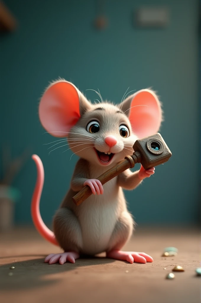 Create me a 640x360 image of a mouse holding a Key Hamster