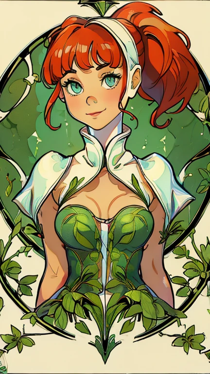 (1girl, solo, highly insanely detailed, masterpiece, top quality, best quality, highres, 4k, 8k, RAW photo),((innocent look)),((Childish)),From the front, symmetrical composition,smile,cute,Innocent,Kind eyes,Flat chest,ArsMJStyle, Art Nouveau Style, forest, vines, (atomic betty),ponytail, red hair, gloves
(v1nedr3ss)