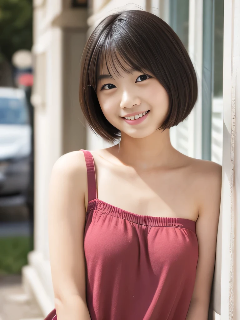 masterpiece,best quality,(Japanese ),((Beautiful girl)),cleavage,indoor,(perfect body beauty:1.2),(shy smile),beautiful teeth,