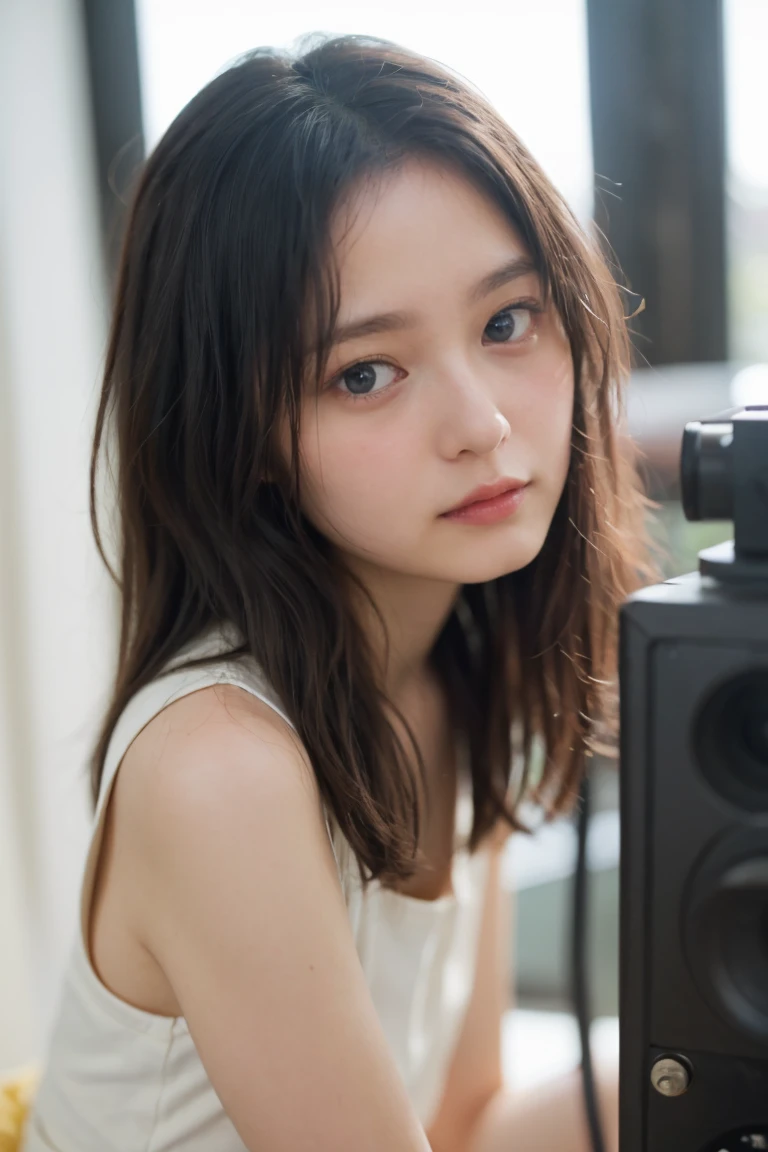 ((Best Quality), 4K, High resolution,), , NSFW、 (Cute like a Japanese teen idol:1.8, slim:1.8, Childish:1.6, Pale skin:1.6), (Childish 顔:1.8, small 顔:1.8, No makeup:1.8), ((Sex Machine)) Beautiful and detailed eyes(Symmetrical eyes, Big round eyes:1.8, Shining Eyes:1.6, Delicate eyebrows, Delicate eyelashes, Sagging under the eyes:1.2), 超slimなモデル体型((The depiction of insertion into the vagina is realistic. ))indoor