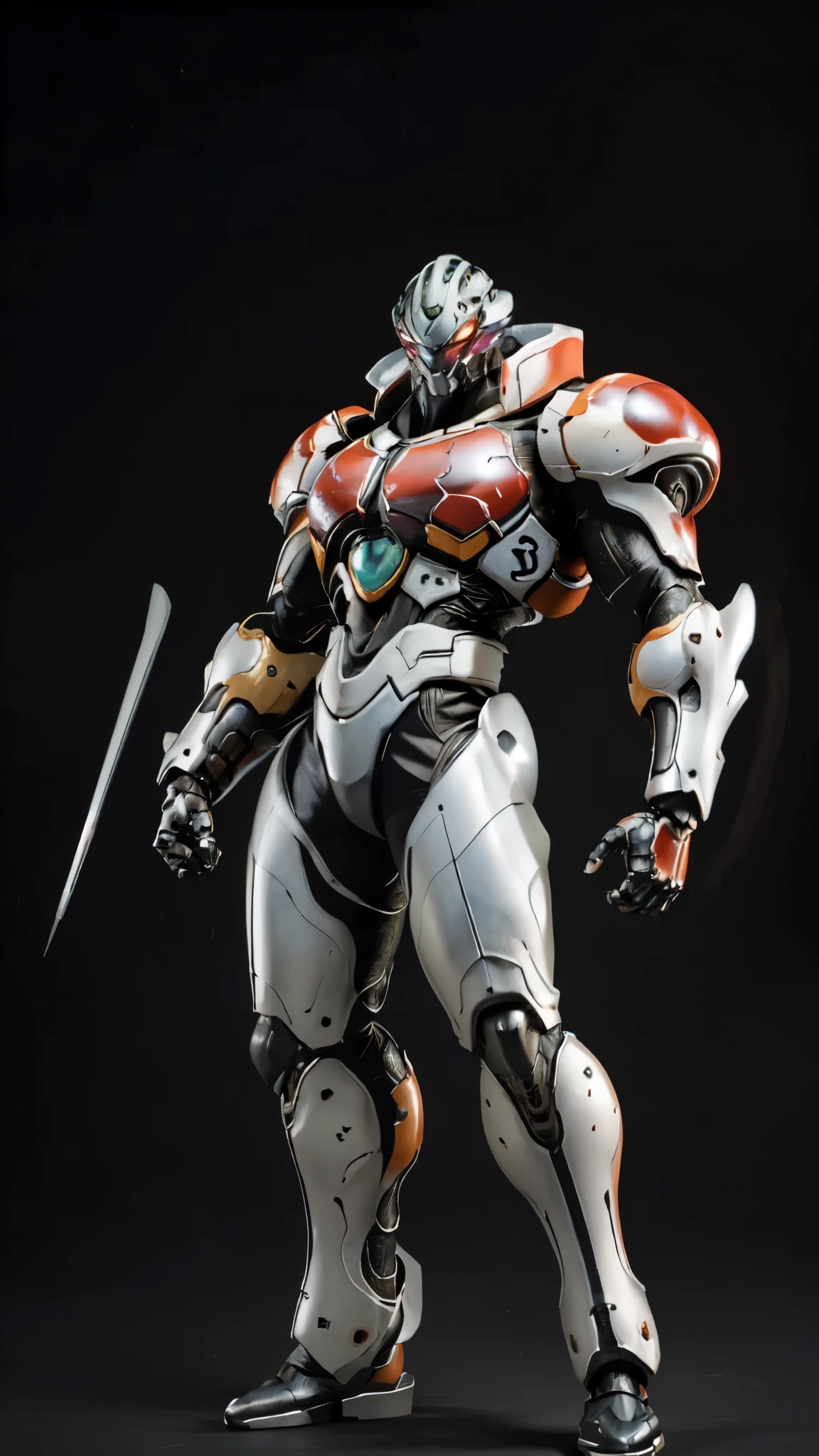 (masterpiece:1.5, best quality:1.5, extremely delicate:1.5), (male:1.5), humanoid Mecha, fully enclosed shoulder guards, matching arm and leg guards, full body, full armor, the design balances heavy with agility, (the color scheme is primarily Black with White and Red accents, the concept Inspired by Robot Anime, ROBOTANIMESTYLE), organic biotech armor, standing, floating high above the futuristic sci-fi city, exquisite and mature art style, (aura effect, glowing eyes, the armor glows), metallic, dramatic, high definition, highres, ultra-detailed, ultra-fine painting, professional, perfect body proportions, anatomically correct, symmetrical face, extremely detailed eyes and face, high quality eyes, creativity, RAW photo, UHD, 32k, Natural light, cinematic lighting, masterpiece-anatomy-perfect