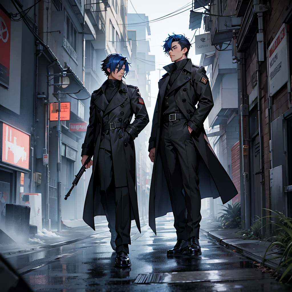 Five policemen stood in the street, anime concept hdr anime macmanus, Digital cyberpunk anime art, many npcs on the streets, Mechanized police infantry, Anime cyberpunk moderno, cyberpunk imperial military, inspired by Kawabata Ryūshi, sf 5 ink style, sf5 ink style, cyberpunk gunma prefecture