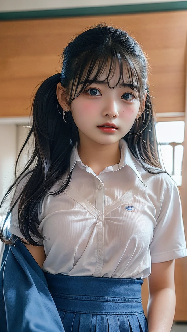 ((highest quality, 8K, masterpece :1.4,アニメ)), highest real,Sharpness:1.3, Perfect Body Beauty:1.4,super detailed face and skin texture,((Super Real,best quality)),(soft lighting),super detailed face, fine eyes, double eyelid,(ass pov),(((1 girl))),((make eye contact with the audience)),((Composition from the above:1.2)),fine detail,highly detailed face and eyes, (cute face:1.6), ((NSFW:1.5)), my sister,18years old,(huge breasts :1.8,beautiful areola,small areola),(Glowing skin),---//background//---(Inside the room, bright room, large windows, sunlight shines in)---//Hairstyle//---(Beautiful BROWN hair:1.2,pony tails, Braided hair)---//expression//---(SMILE FACE:1.4)---//Pause//---(sitting,leaning forward,hands on breasts),((close up face:1.4,upper body:1.4))---//clothing//---((school uniform:1.4,sailor suit:1.4,BLUE SKIRT:1.2,WHITE SHIRTS:1.2)),