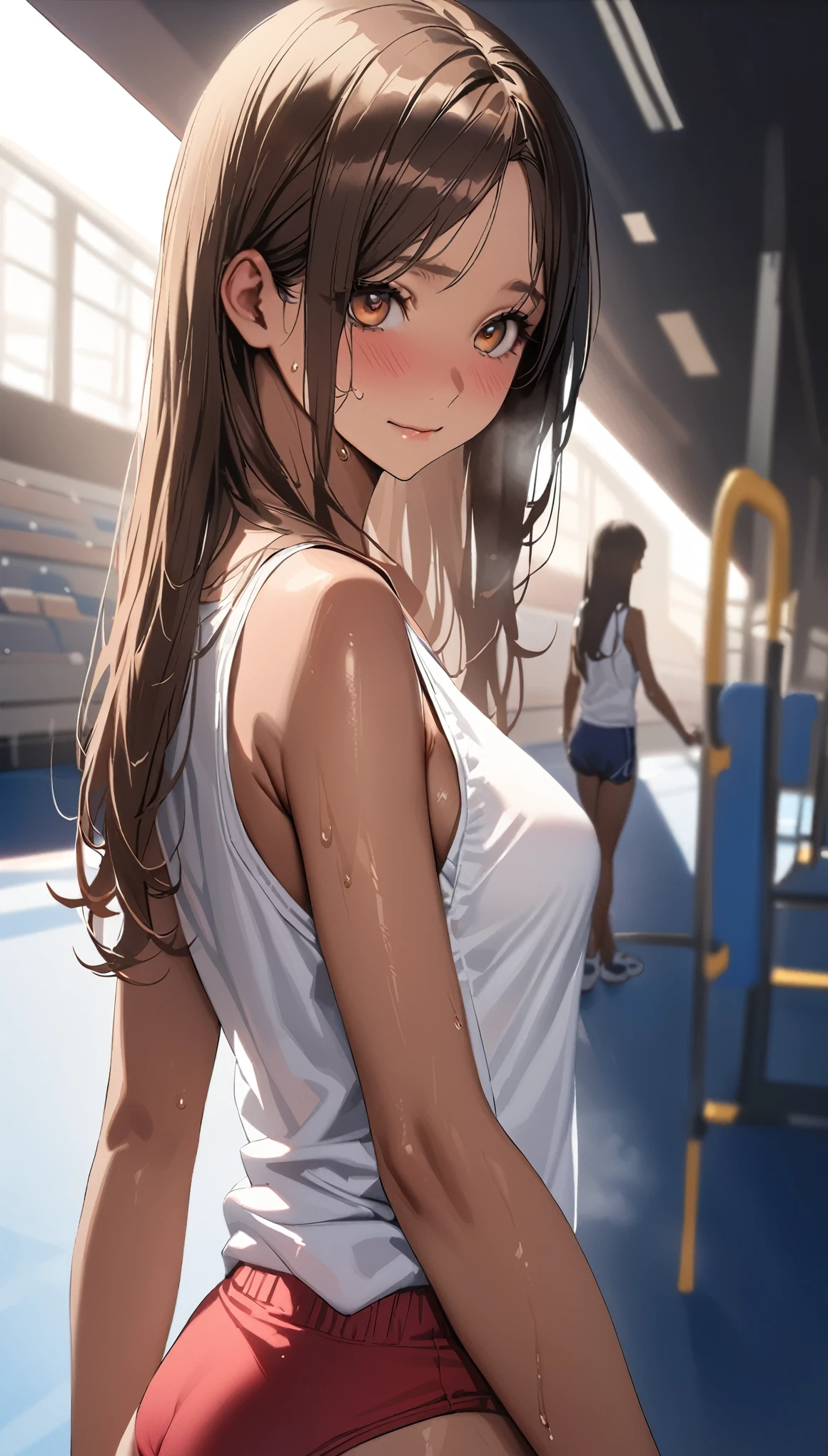 Male and female couples、Full limbs、((20 year old beautiful woman in navy blue school swimsuit、Woman wearing brown pantyhose))、((professional wrestling、audience))、((Professional wrestler and muscular man))、Professional wrestler man has a big body、A man from a professional wrestler is attacking a woman、((Insults))、Woman with ponytail hairstyle、(NSFW:1.5)、Beauty busty woman、Brown-haired woman、Woman standing、Man pulling woman's arms behind her back、A man's crotch is in close contact with a woman's crotch、Man and woman are having sexual intercourse in standing back、ssex、lascivious、sexual act、((A man inserts his penis into a woman's vagina))、((Women get scared))、Women suffer、(Woman is crying:1.5)、Woman is blushing、Woman panting、Women are cumming because they feel good、The man has a serious face、a woman sweats profusely、Wet texture、Semen is pouring into the vagina