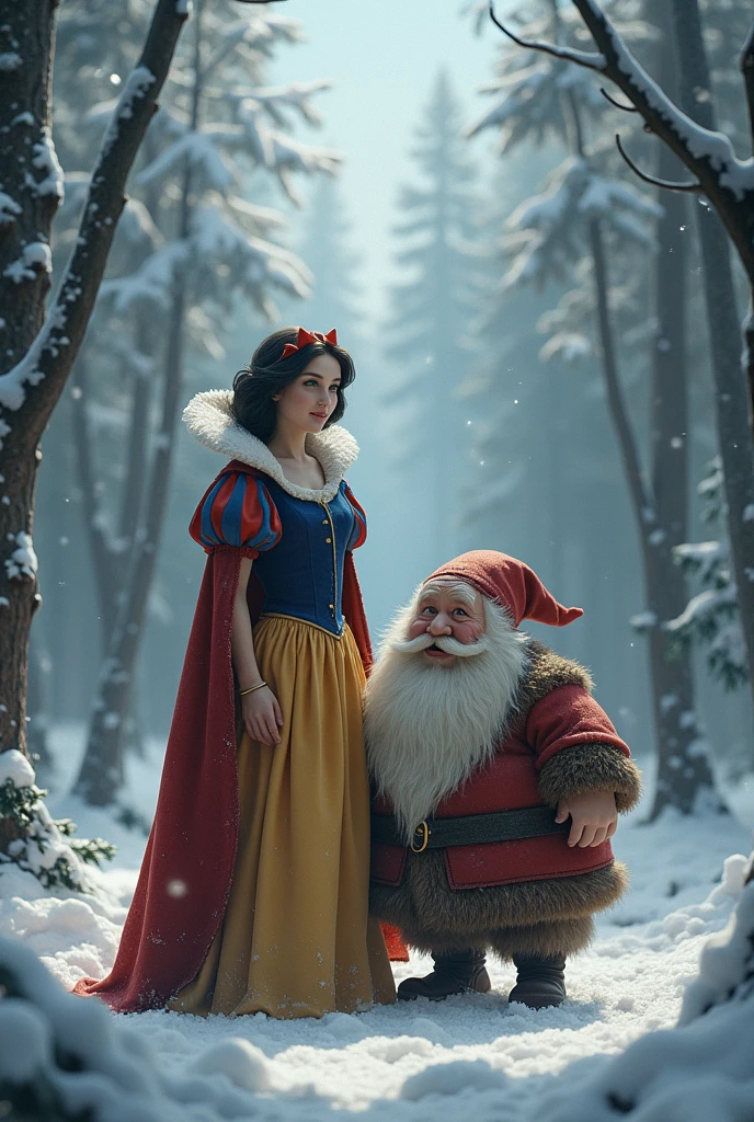Snow White naked without clothes bare breasts gives blowjob to dwarf sucks dick