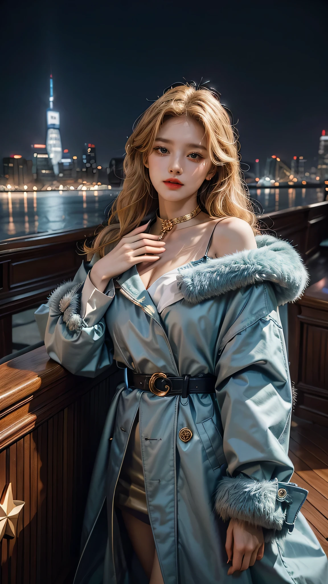 A woman from Arafat wearing a blue dress and fur coat poses for a photo，CGSTATION TRENDS，Full body fairy，Beautiful and seductive anime woman，[4k digital art]!!，Guweiz，Beautiful fantasy queen，Beautiful rendering of the Tang Dynasty，Guweiz 杰作, Smooth anime CG art, CGSTATION Trends, Attractive anime girl