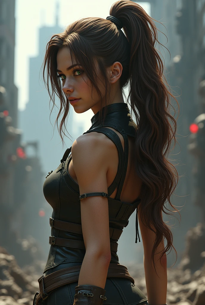 (modelshoot style), (((detailed face))), sexy woman (inside cramped rusty cockpit of a hydraulic mechanical robot), sunset, post-apocalyptic, long hair, lots of skin, 8k, high resolution, by ilya kuvshinov greg rutkowski makoto shinkai tian zi artgerm alphonse muchas rossdraws
