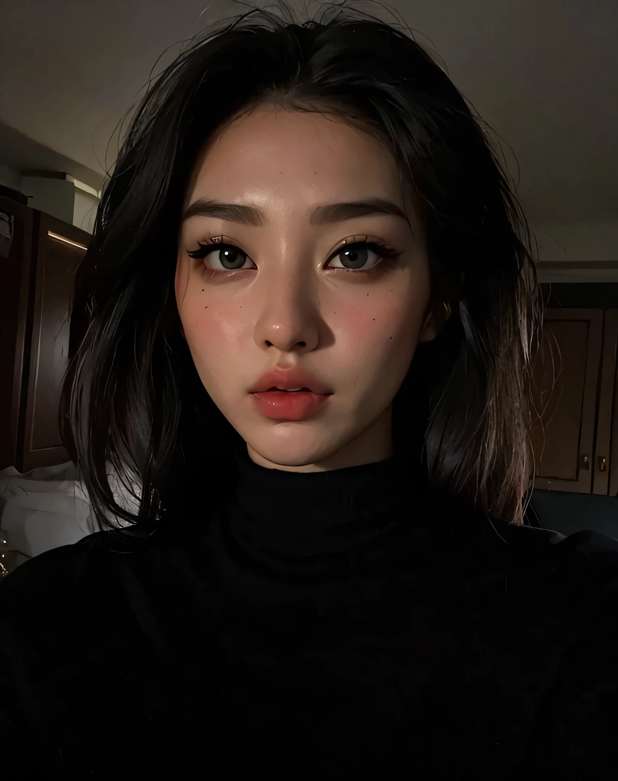 Mujer arafed con cabello negro y un top negro posando para una foto., beautiful asian girl, hermoso rostro estetico, xisionwu, 18 years, asian guy, south east asian con cara redonda, asian girl, Retrato de Sophie Mudd, a young asian woman, an asian woman, ulzzang, con cara redonda, muchacha coreana, asian beautiful face